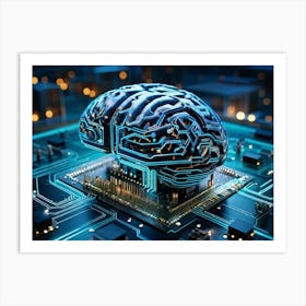 Abstract Concept Of A Brain Resembling An Intricate Circuit Board With Neural Lines Crisscrossing A (3) Art Print