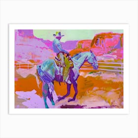 Neon Cowboy In Red Rock Canyon Nevada 2 Painting Art Print