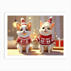 Christmas Dogs Art Print