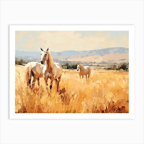 Horses Painting In Tuscany, Italy, Landscape 3 Art Print