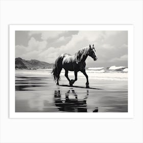 A Horse Oil Painting In Camps Bay Beach, South Africa, Landscape 1 Art Print