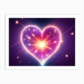 A Colorful Glowing Heart On A Dark Background Horizontal Composition 45 Art Print
