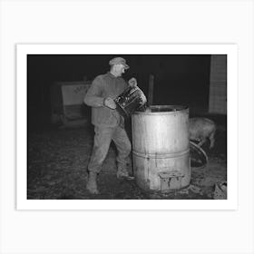 640 P M Tip Estes, Hired Man Near Fowler, Indiana, Filling An Automatic Hog Waterer, He Has To Carry Eighty Gallons Art Print