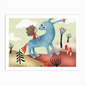 Boy And A Horse Children's Art Print