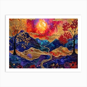 Sunset In The Mountains Art Print