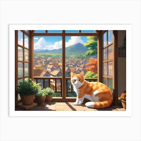 Cat In The Window Art Print