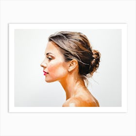 Side Profile Of Beautiful Woman Oil Painting 48 Art Print