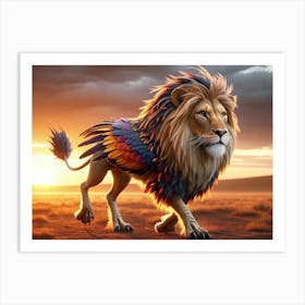 Lion-Bird in the Desert Fantasy Art Print