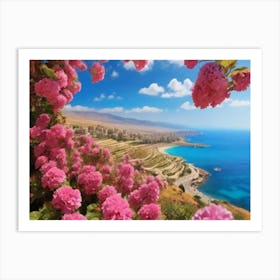 Pink Flowers On The Coast Art Print