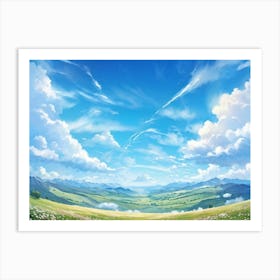 A Panorama Of A Crisp Clear Sky On A Sunlit Day The Vast Cloudscape Spreading Out Unfurling Artist (1) Art Print