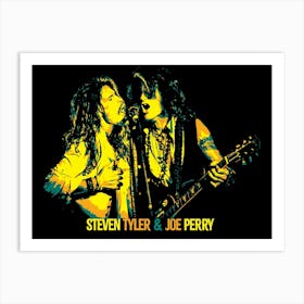 Steven Tyler and Joe Perry Music Legend in Pop Art Illustration Art Print