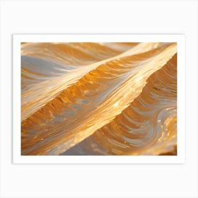 Abstract Background With A Wavy, Flowing Pattern In Shades Of Gold And Brown, Resembling A Liquid Or Metallic Surface Art Print