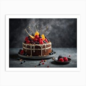 Chocolate Cake With Berries Art Print