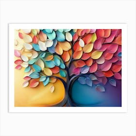 Colorful Tree with Leaves on Hanging Branches 11 Art Print