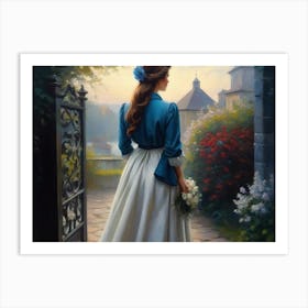 Bride In Blue Dress Art Print