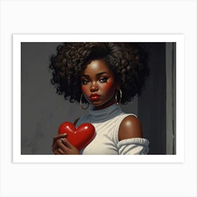 Black Girl Holding A Heart Art Print