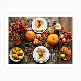 An Autumnal Composition On A Rustic Wooden Table Setting Featuring A Variety Of Harvested Ingredien (1) 2 1 Art Print