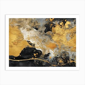 Gold And Black Abstract Painting 2 Art Print