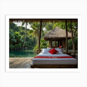 Bed On A Wooden Deck Art Print