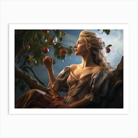 Upscaled Painting Of Woman Sitting On An Apple Tree In The Style O 09e179e7 8b29 4d28 A65a 640a76f2d523 Art Print