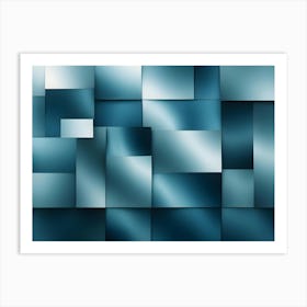 A Geometric Pattern Of Squares In Various Shades Of Blue, Creating A Modern And Abstract Look Art Print