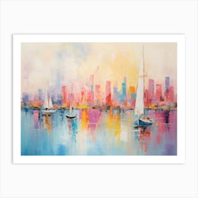 Sailboats In The Harbor Art Print