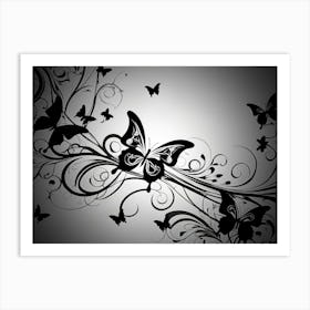 Black And White Butterfly Wallpaper Art Print