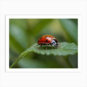 Ladybug On Leaf Art Print