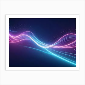 Abstract Image Of Flowing, Blue And Pink Lines With Scattered Light Particles, Creating A Dynamic And Futuristic Effect Art Print