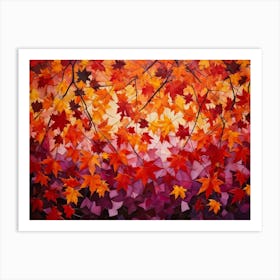 An Abstract Design Of Autumndisplaying A Group Of Maple Leaves With A Brilliant Interplay Of Leaf T (3) Art Print