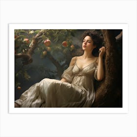 Upscaled Painting Of Woman Sitting On An Apple Tree In The Style O D6bbb80e 9117 498b Abc4 93877e5b8fcd Art Print