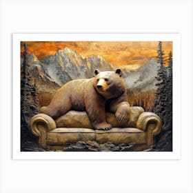 Elegant 3d Bear Relief Art Stunning Artwork Striking Transformation Art Print