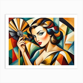 Lady with Fan for Fanning Art Print