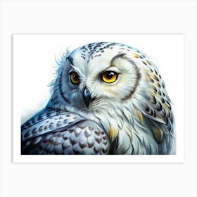 Close Up Portrait Of A Snowy Owl Art Print