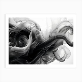 Fluid Dynamics Abstract Black And White 1 Art Print