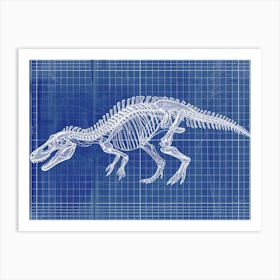 Plateosaurus Skeleton Hand Drawn Blueprint 2 Art Print