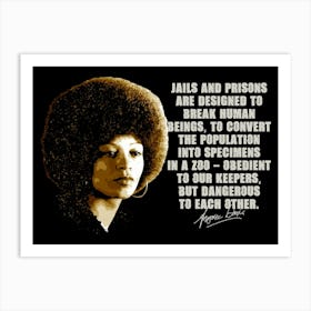 Angela Davis Activist in Vintage with Quotes Art Print