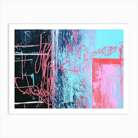 Abstract Painting Pink, Blue and Black 1 Art Print