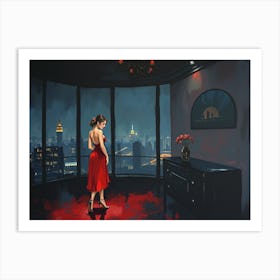 Woman In Red Dress 1 Art Print