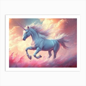 Fantasy Illustration of a Wild Unicorn Horse 1 Art Print