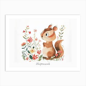 Little Floral Chipmunk 4 Poster Art Print