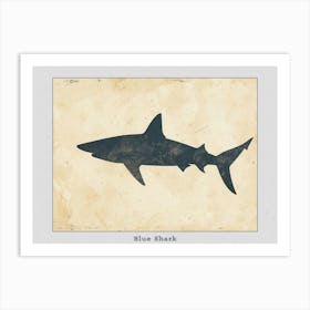 Blue Shark Grey Silhouette 1 Poster Art Print