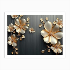 Gold Flowers 30 Art Print