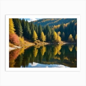 Autumn Trees By The Lake Art Print