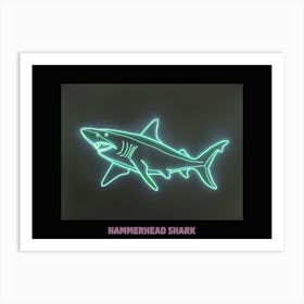 Green Pink Scalloped Hammerhead Neon Shark Poster 3 Art Print