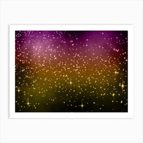 Yellow, Violet Shining Star Background Art Print