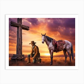 Cowboys Prayer Art Print