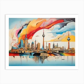 Berlin Skyline in dadaism style Art Print