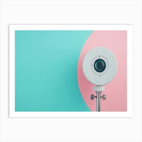 Camera Baby Blue and Light Pink Art Print