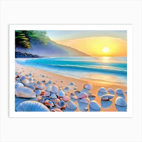 Seashell beach Art Print